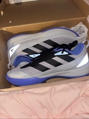 Adidas Gray, Black & Purple Performance Sneakers NWT